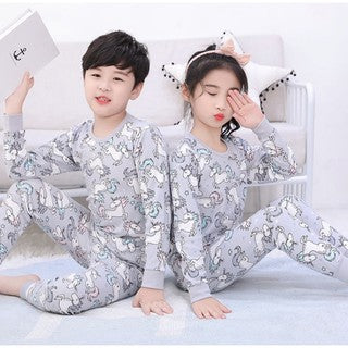 Kids and Teens Cotton Pajama Long Sleeve Sets for Girls Mermaid Strawberry Unicorn