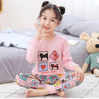 Kids and Teens Cotton Pajama Long Sleeve Sets for Girls Bunny Kitten Ballerina Mickey Mouse