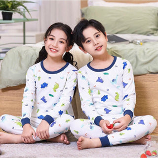 Kids and Teens Cotton Pajama Long Sleeve Sets for  Boys  Dinosaur