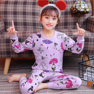 Kids and Teens Cotton Pajama Long Sleeve Sets for Girls Bunny Kitten Ballerina Mickey Mouse