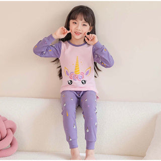 Kids and Teens Cotton Pajama Long Sleeve Sets for Girls Mermaid Strawberry Unicorn