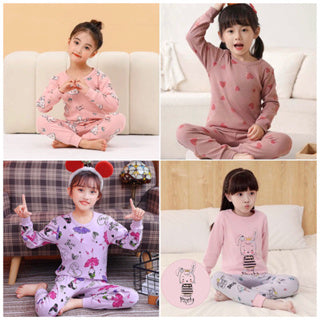 Kids and Teens Cotton Pajama Long Sleeve Sets for Girls Bunny Kitten Ballerina Mickey Mouse