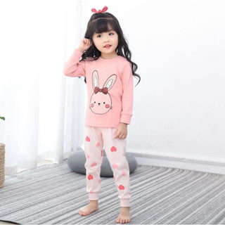 Kids and Teens Cotton Pajama Long Sleeve Sets for Girls Bunny Kitten Ballerina Mickey Mouse