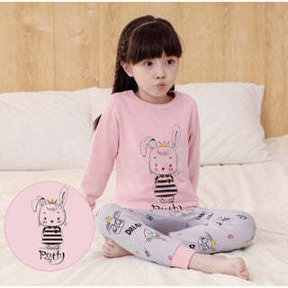 Kids and Teens Cotton Pajama Long Sleeve Sets for Girls Bunny Kitten Ballerina Mickey Mouse