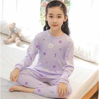 Kids and Teens Cotton Pajama Long Sleeve Sets for Girls Mermaid Strawberry Unicorn