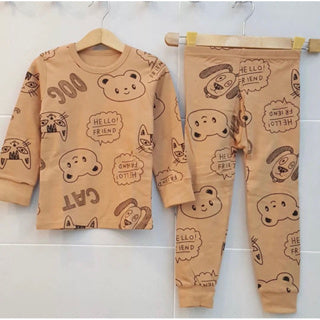 Kids and Teens Cotton Pajama Long Sleeve Sets for Girls and Boys Unisex Animals Penguin Calf Elephant