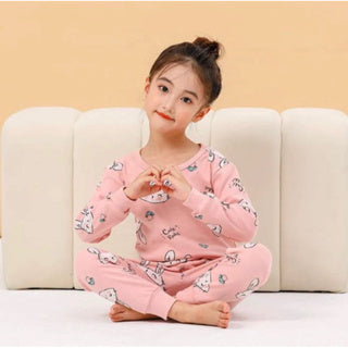 Kids and Teens Cotton Pajama Long Sleeve Sets for Girls Bunny Kitten Ballerina Mickey Mouse