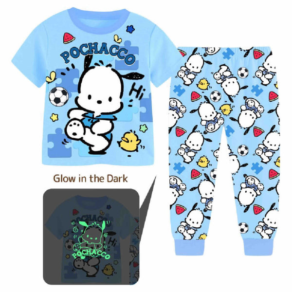 Glow in the dark Pajama Short Sleeve for Girls Sanrio Cinnamoroll My Melody Kuromi Pompompurin Pochacco Inside Out