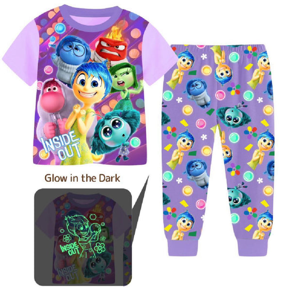 Glow in the dark Pajama Short Sleeve for Girls Sanrio Cinnamoroll My Melody Kuromi Pompompurin Pochacco Inside Out