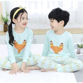 Kids and Teens Cotton Pajama Long Sleeve Sets for Girls and Boys Unisex Animals Penguin Calf Elephant