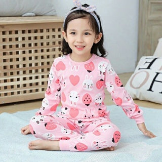 Kids and Teens Cotton Pajama Long Sleeve Sets for Girls Mermaid Strawberry Unicorn