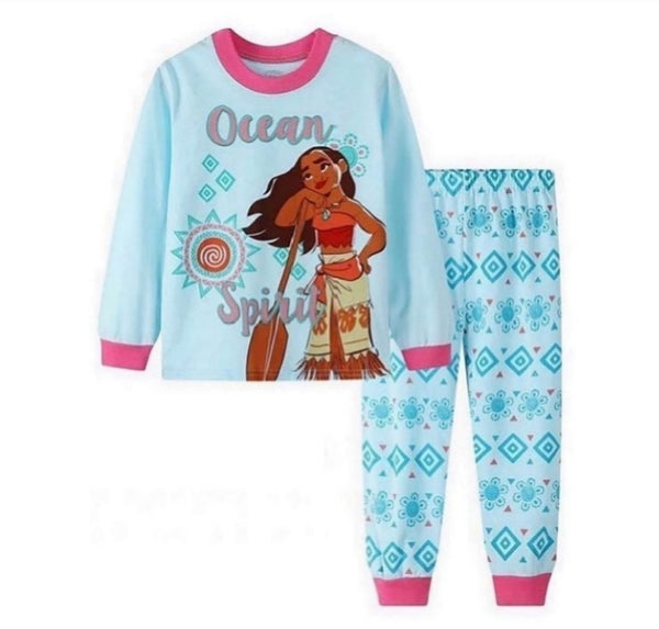 Kids Pajama Longsleeves Princess Belle rafunzel Sofia Cinderella Moana