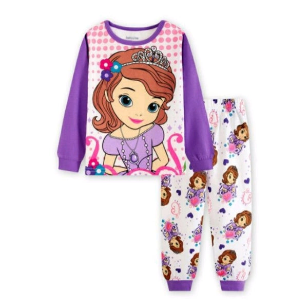 Kids Pajama Longsleeves Princess Belle rafunzel Sofia Cinderella Moana