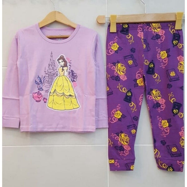 Kids Pajama Longsleeves Princess Belle rafunzel Sofia Cinderella Moana